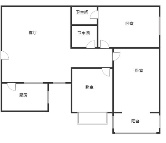 天保郦景3室1厅2卫户型图
