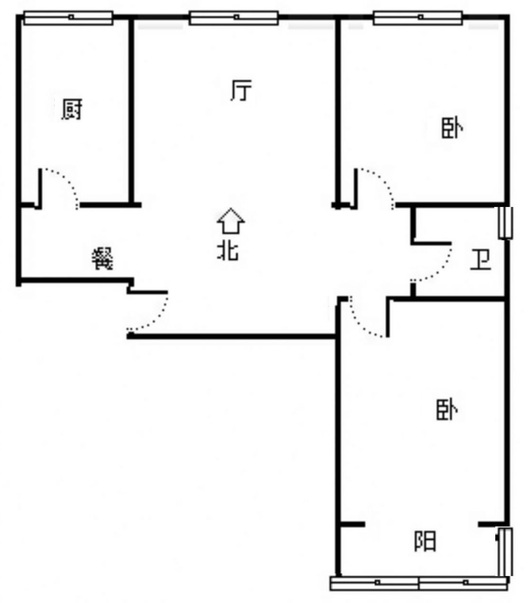 花溪渡2室2厅1卫户型图