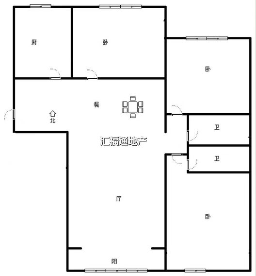 汇元四季橙3室2厅2卫户型图