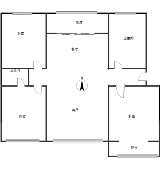 交通小区3室2厅2卫户型图