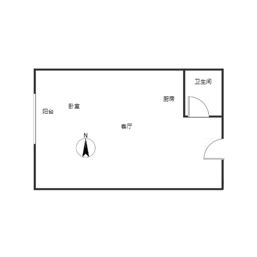 京第银座1室1厅1卫户型图