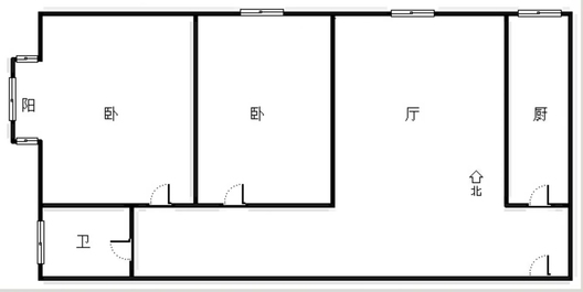 天保郦景2室1厅1卫户型图