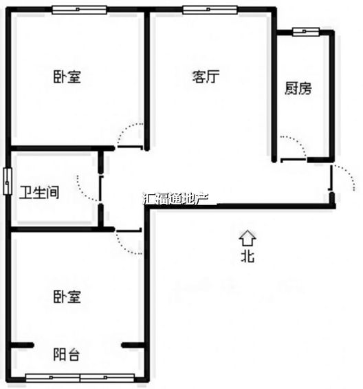 水岸花城2室2厅1卫户型图