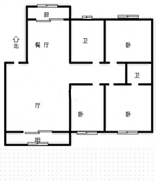 宝林苑小区3室2厅2卫户型图