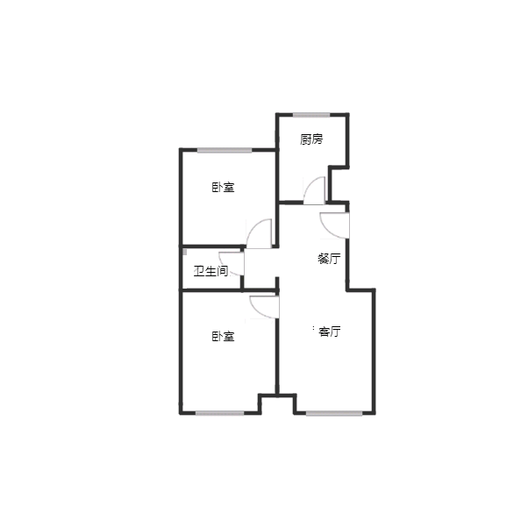 中铁建樾府国际2室2厅1卫户型图
