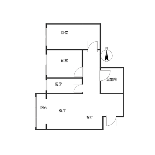 新府百合2室2厅1卫户型图
