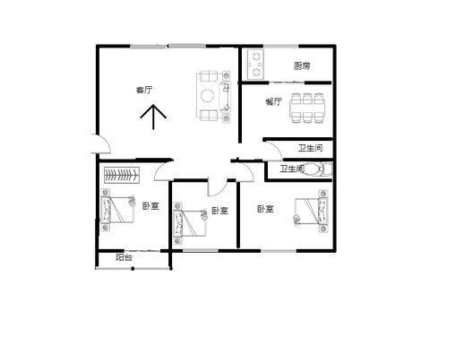 九四家属院3室2厅1卫户型图