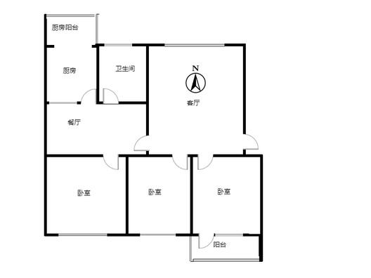 医药公司家属楼3室2厅1卫户型图