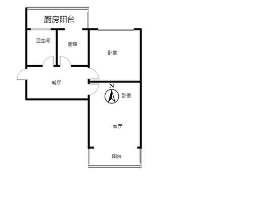 矿山局塑料厂家属院2室2厅1卫户型图