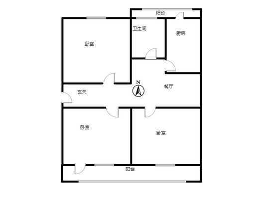 联育中学小区3室1厅1卫户型图