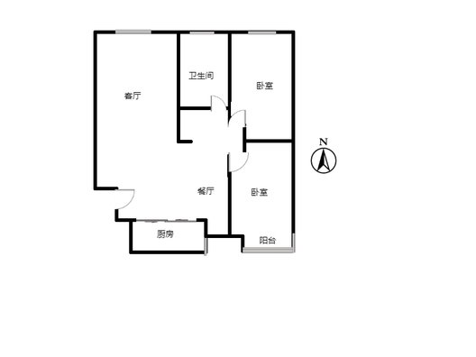 呈颐园小区2室2厅1卫户型图