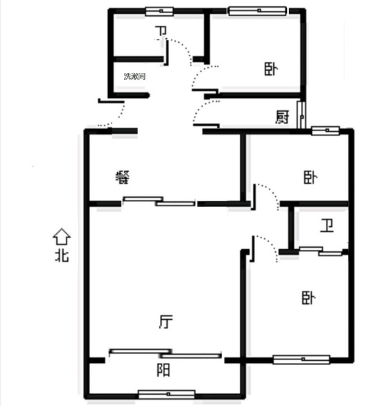 涿州市财政局家属院（诚信小区）3室2厅2卫户型图
