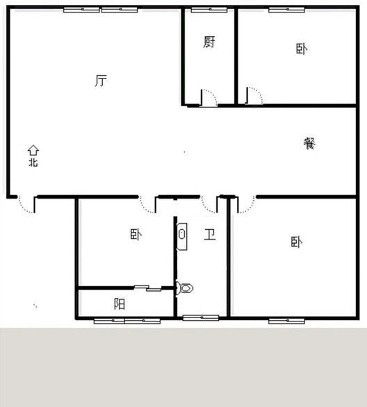 北新家园小区2室2厅1卫户型图