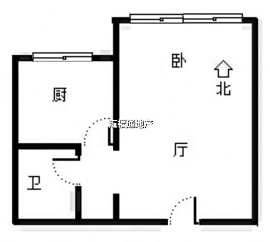 汇元国际1室1厅1卫户型图