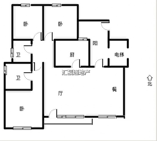 鸿坤理想湾3室2厅2卫户型图