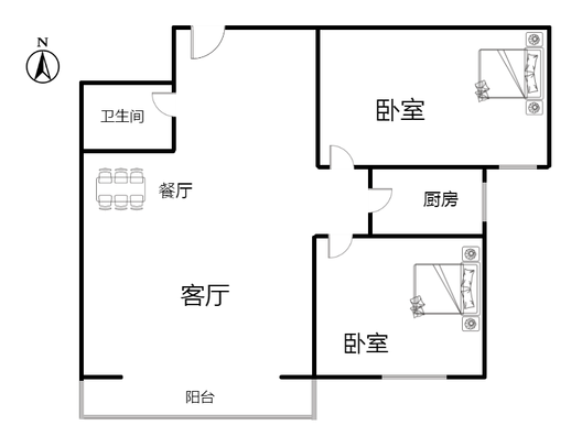 仁和小区2室2厅1卫户型图