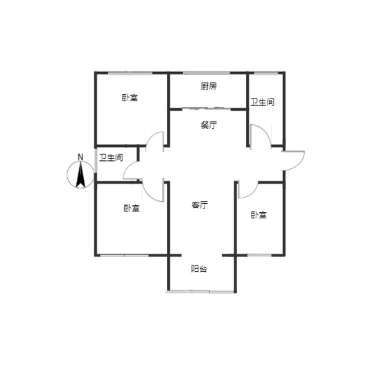 军欣家园3室2厅2卫户型图