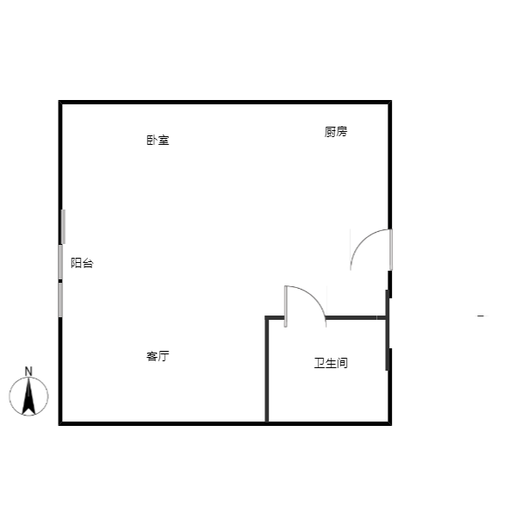 万科城际之光1室1厅1卫户型图