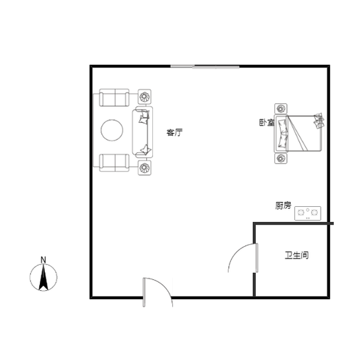 万科城际之光1室1厅1卫户型图