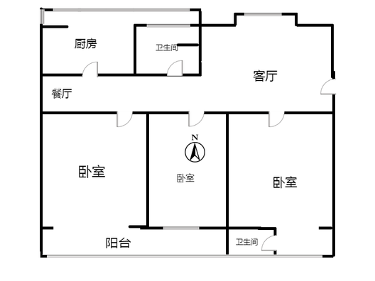 玫瑰嘉园3室2厅2卫户型图