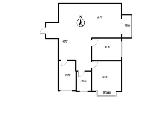 汇元新天地2室2厅1卫户型图