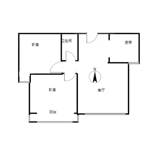 华阳风景小区2室2厅1卫户型图