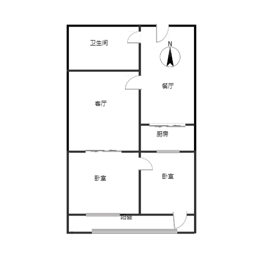 建厂局设计院家属楼2室1厅1卫户型图