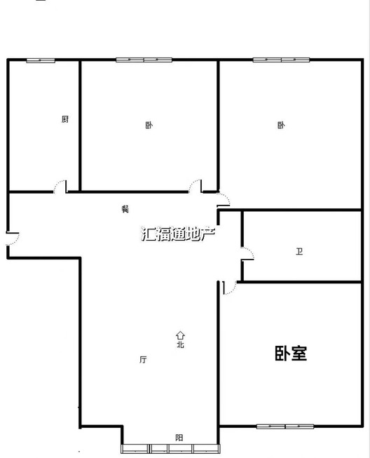 范阳公寓3室2厅1卫户型图