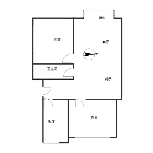 惠友橙园2室2厅1卫户型图