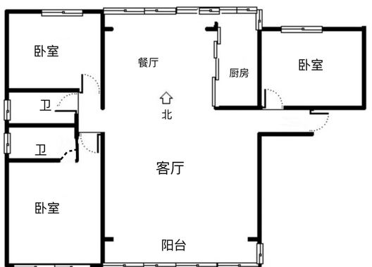 北京城建德信御府3室2厅2卫户型图