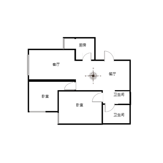 北京理想城2室2厅1卫户型图