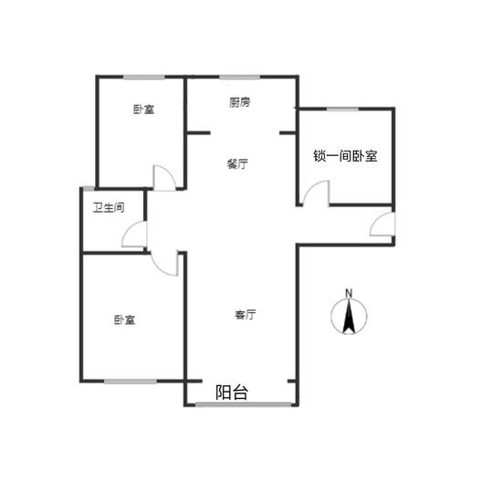 天伦湾嘉园2室2厅1卫户型图