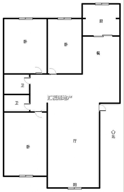 华阳公寓3室2厅2卫户型图