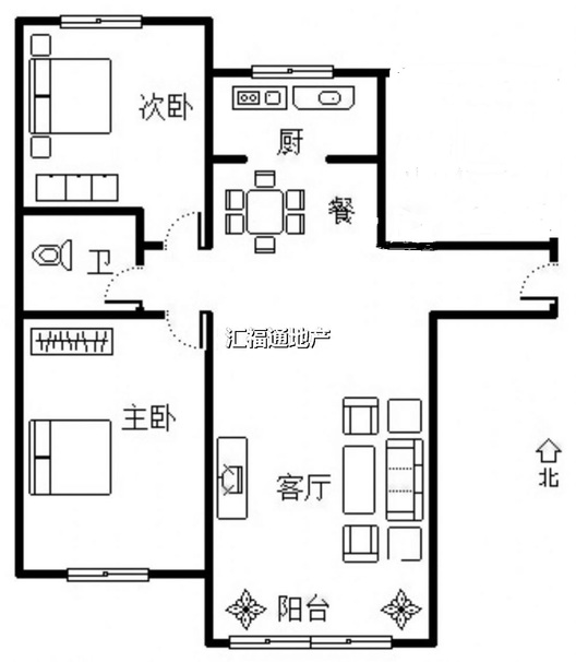 K2狮子城2室2厅1卫户型图