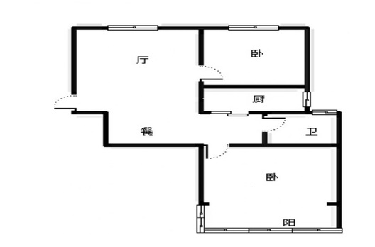云景城2室2厅1卫户型图