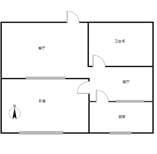 县府小区1室2厅1卫户型图