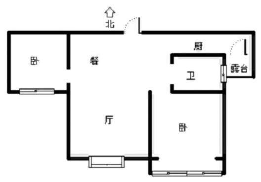 天伦湾一期2室2厅1卫户型图