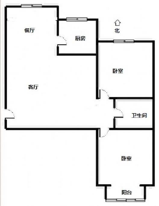 名流枫景五期2室2厅1卫户型图