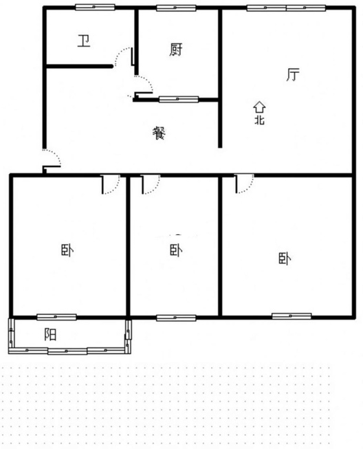 清凉寺居民小区3室2厅1卫户型图