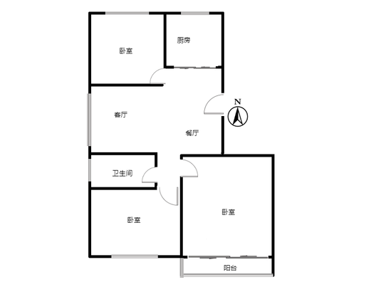 天保青花府3室2厅1卫户型图