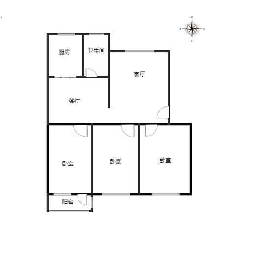 电梯厂小区3室2厅1卫户型图