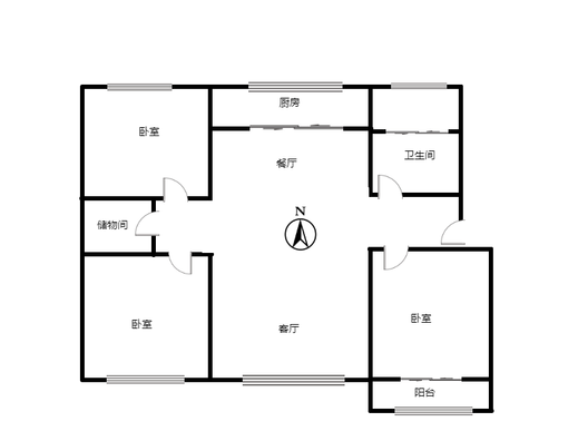 交通小区3室2厅1卫户型图