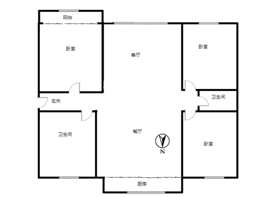 交通小区3室2厅2卫户型图