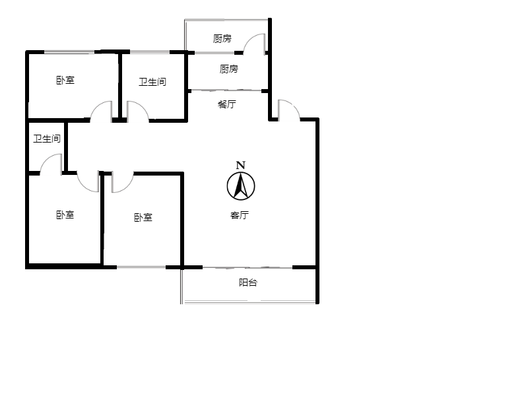 宝林苑小区3室2厅2卫户型图