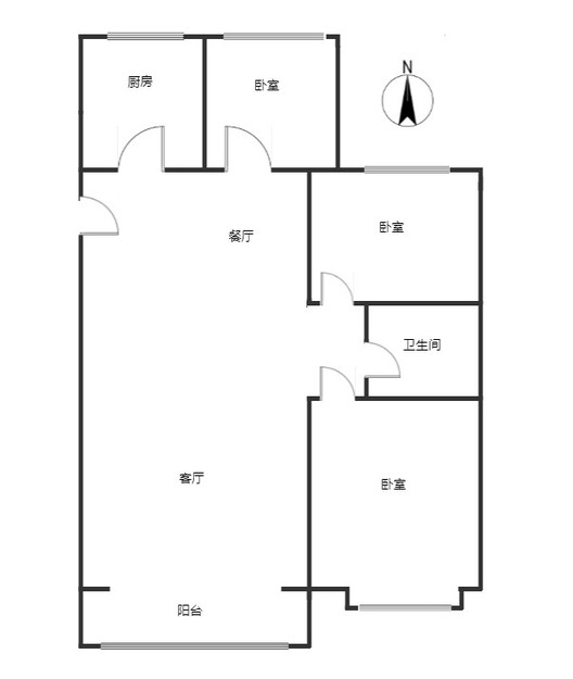 新加坡花园3室2厅1卫户型图