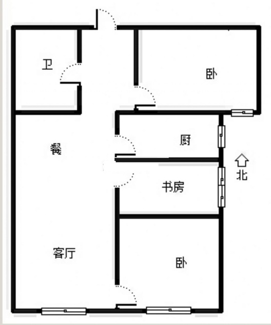 鸿坤理想湾3室2厅1卫户型图