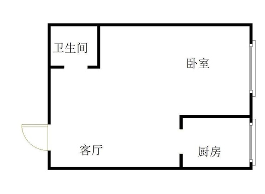 鸿坤新维港1室1厅1卫户型图