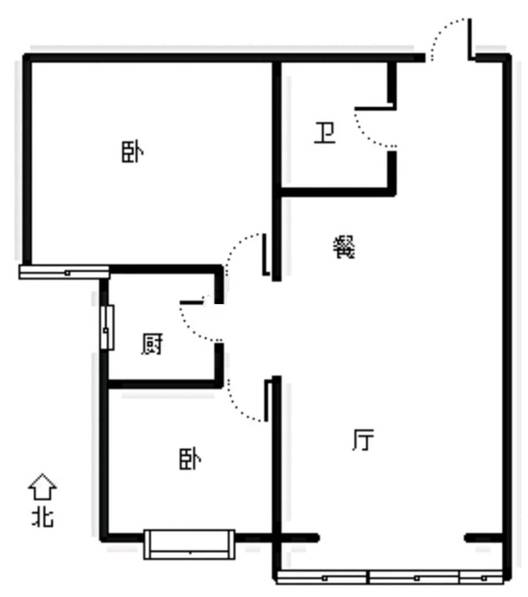 天保青花府2室2厅1卫户型图
