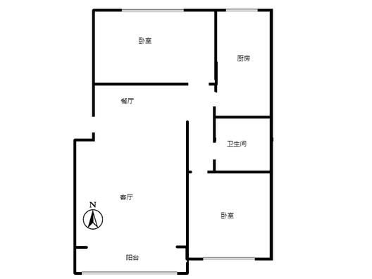 新府阳光一号院2室2厅1卫户型图