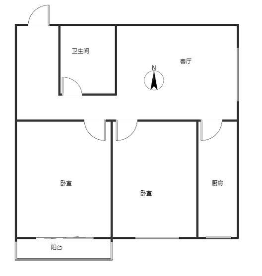 华阳风景小区2室1厅1卫户型图